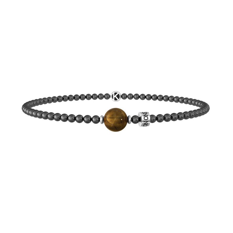 Bracciale in acciaio 316L PVD gunmetal occhio di t - 732247