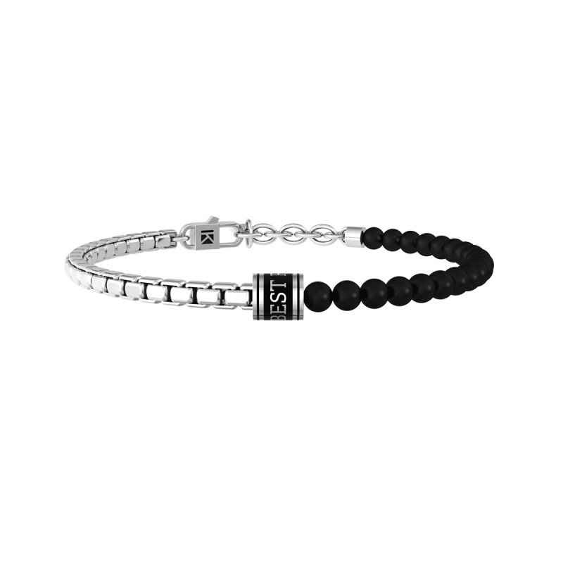 Bracciale in acciaio 316L PVD nero agata - 732249