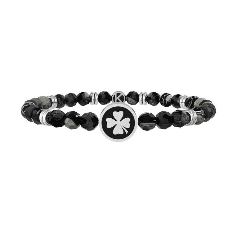 Bracciale in acciaio 316L PVD nero agata - 732256