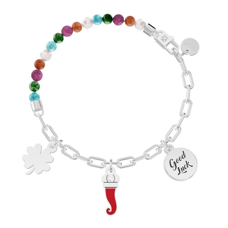 Bracciale in acciaio 316L pietre smalto cristalli - 732304