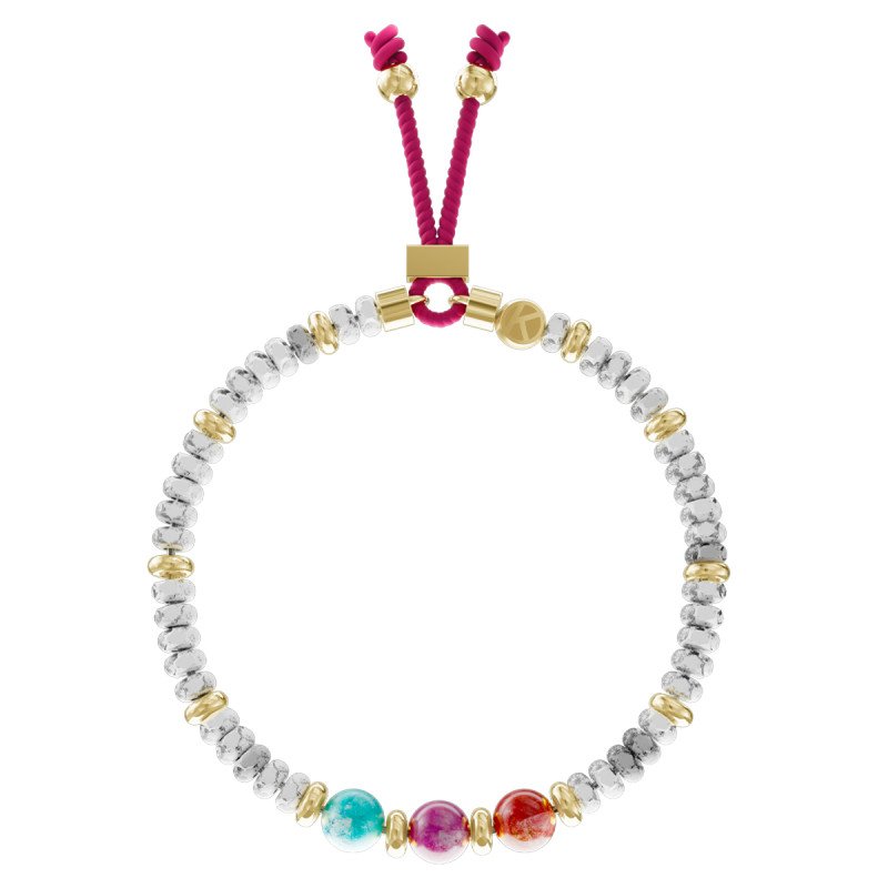 Bracciale in acciaio 316L PVD giallo pietre nylon - 732315