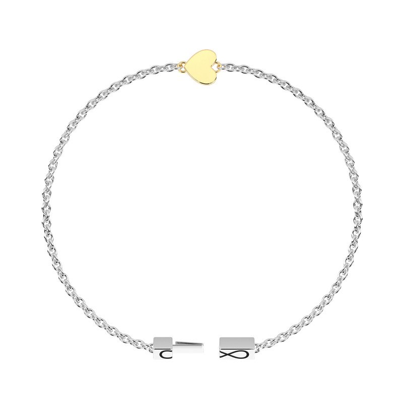 Bracciale con cuore in oro 9kt e chiusura non-reversibile - 732318-16