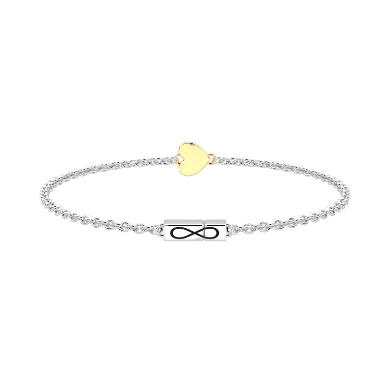 Bracciale con cuore in oro 9kt e chiusura non-reversibile - 732318-18