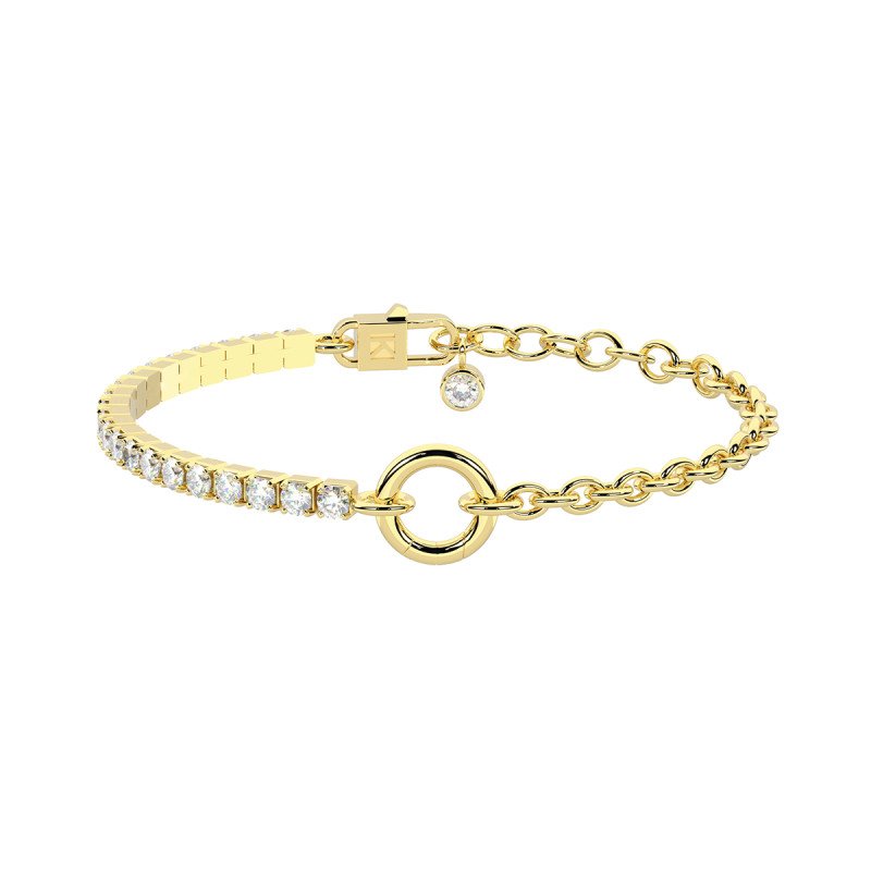 Bracciale dorato con catena rolò con zirconi - 732347