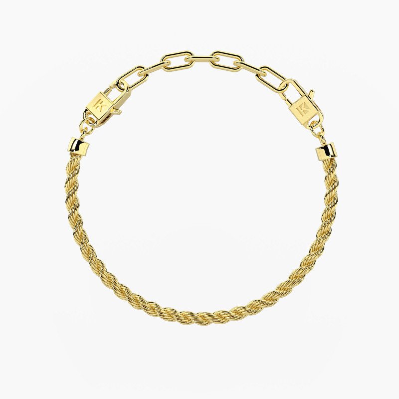 Bracciale componibile dorato con catena corda - 732381