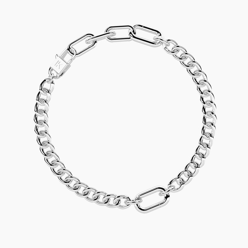 Bracciale componibile catena maglia allungata e groumette Cubano - 732389