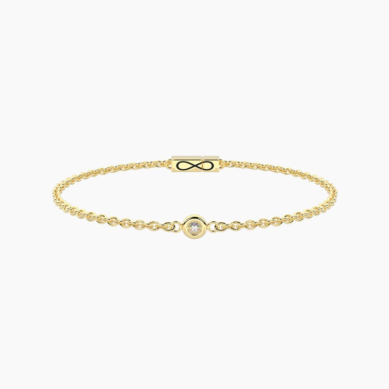 Bracciale infinity in acciaio dorato con diamante lab-grown - 732405-19