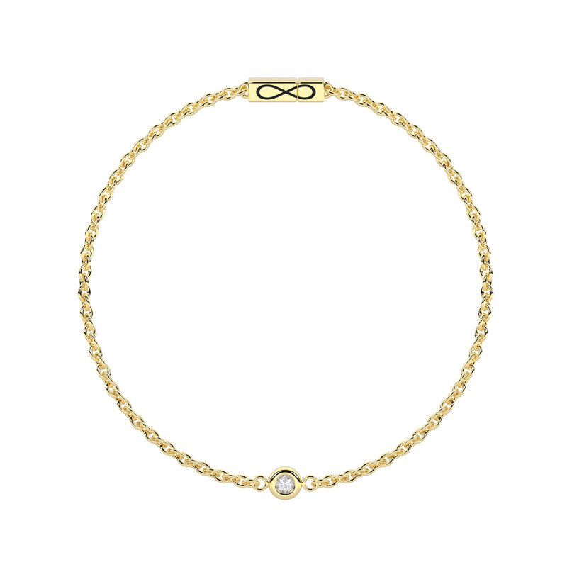 Bracciale infinity in acciaio dorato con diamante lab-grown - 732405-19