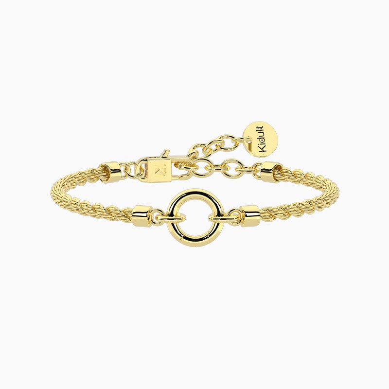 Bracciale componibile con catena corda in acciaio dorato - 732406