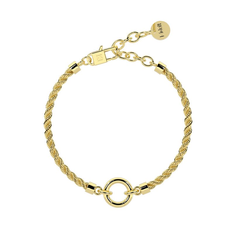 Bracciale componibile con catena corda in acciaio dorato - 732406
