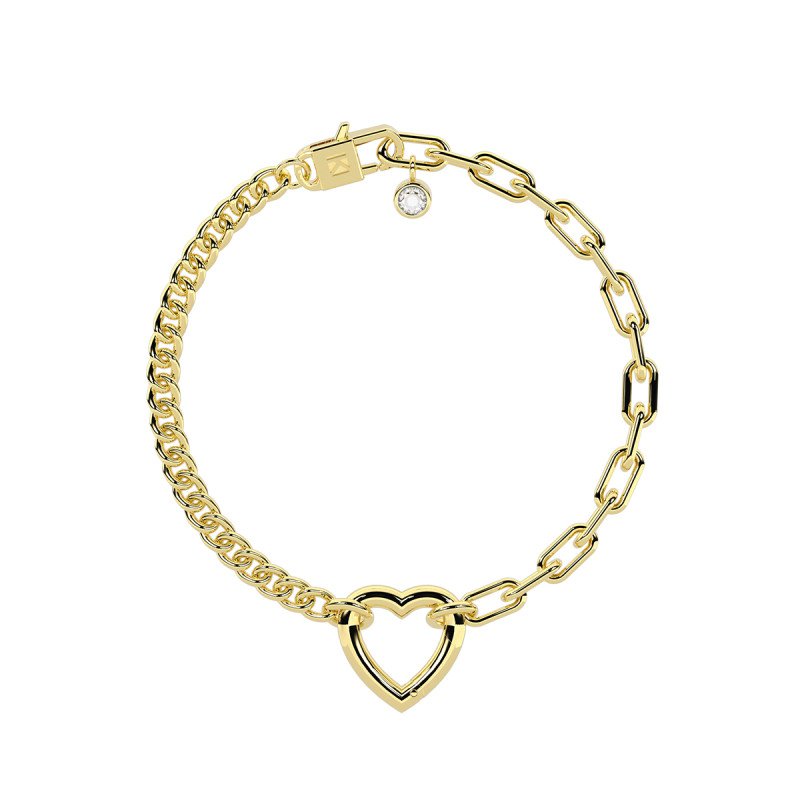 Bracciale componibile con catena groumette e a maglie allungate in acciaio dorato - 732408