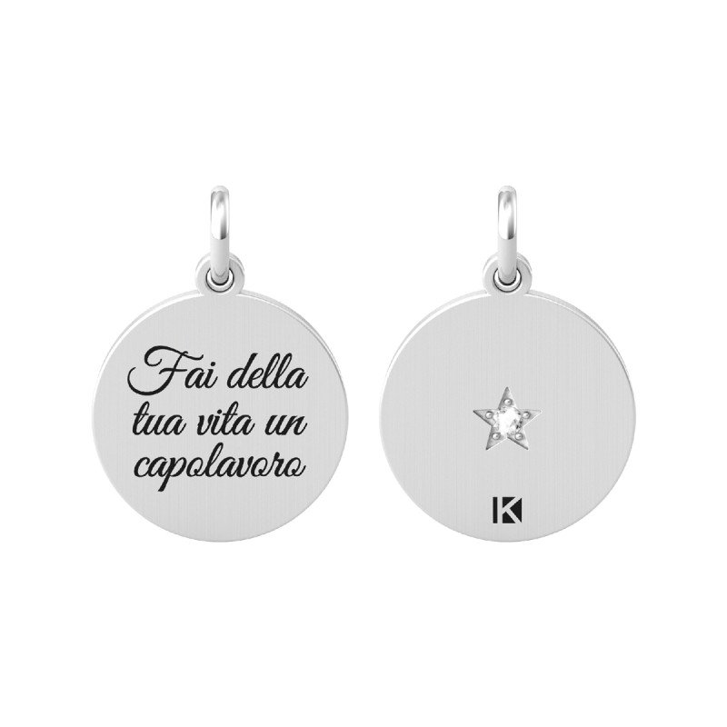 Ciondolo in acciaio 316L cristalli - 741018 Ciondolo in acciaio 316L cristalli - 741018