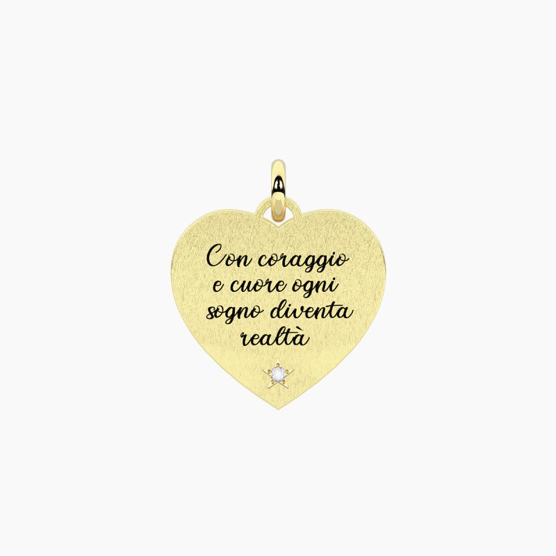 Ciondolo dorato cuore con scritta Sogno diventa realtà - 741363