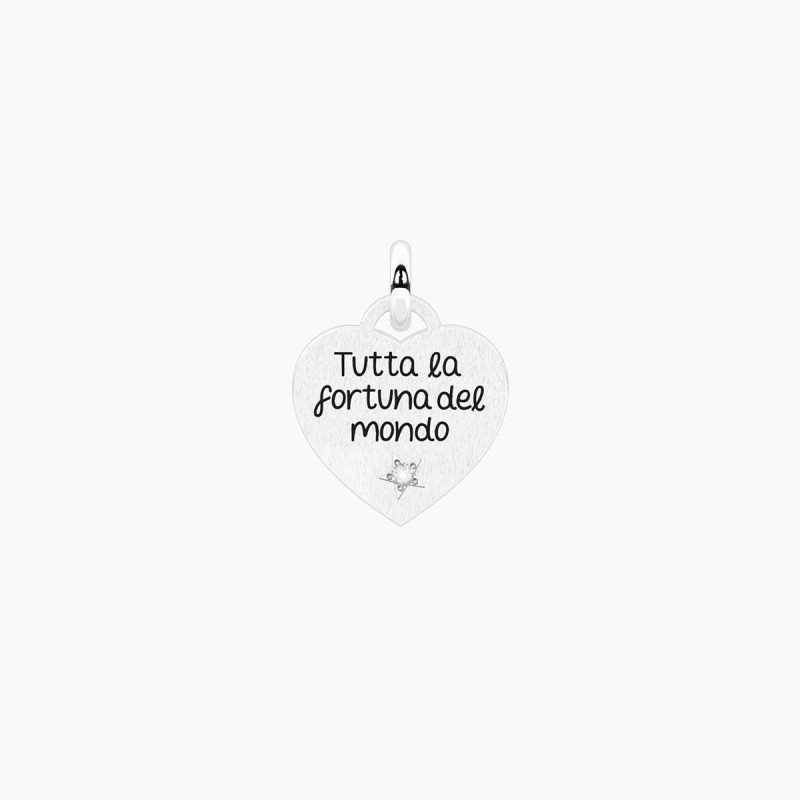 Ciondolo cuore con scritta fortuna - 741364
