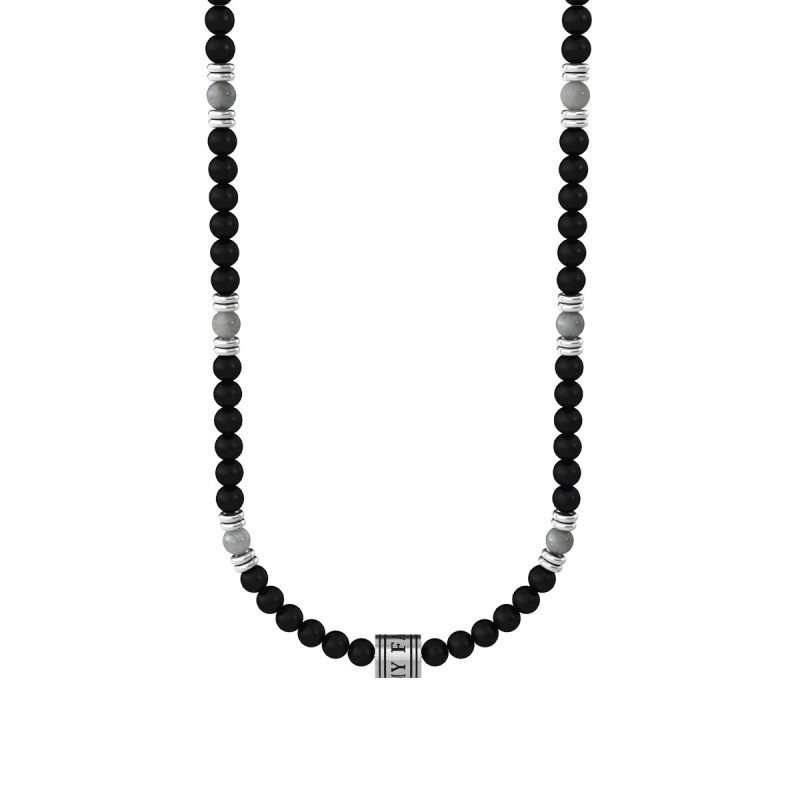 Girocollo pietre multicolor, acciaio 316L PVD nero - 751227 Girocollo pietre multicolor, acciaio 316L PVD nero - 751227