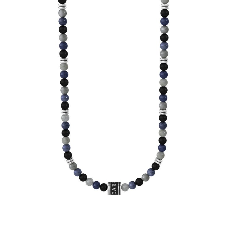 Girocollo pietre multicolor, acciaio 316L PVD nero - 751229 Girocollo pietre multicolor, acciaio 316L PVD nero - 751229