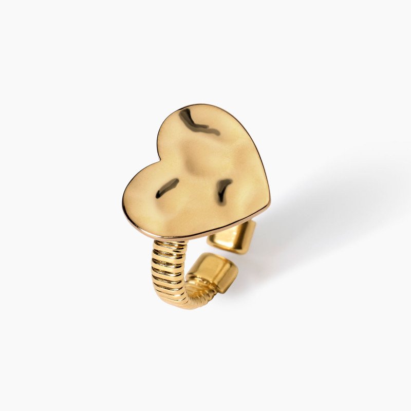 Anello dorato con cuore effetto martellato - 821003