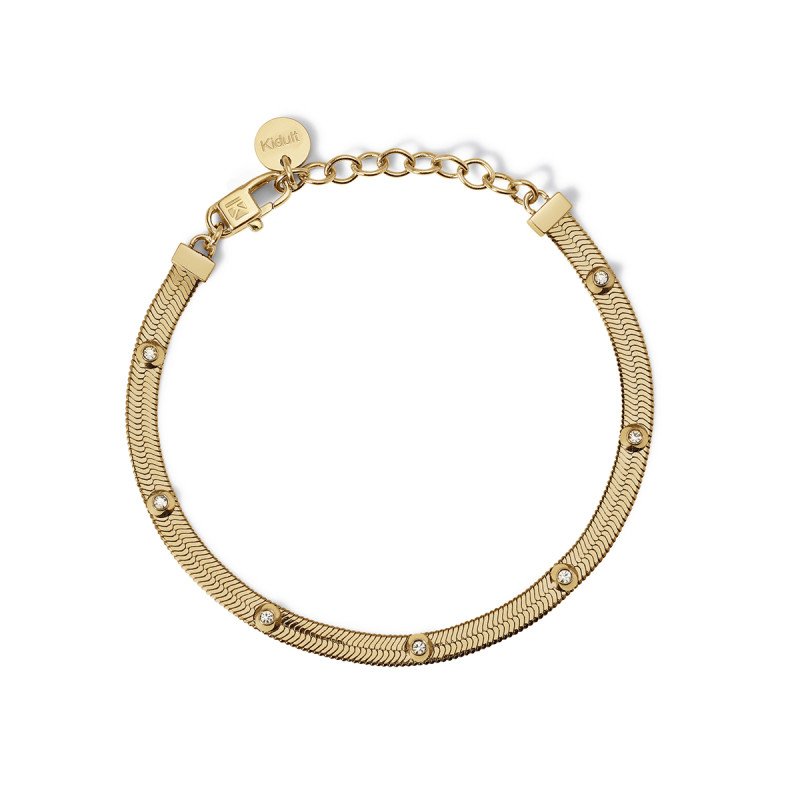 Bracciale regolabile dorato con cristalli - 831011
