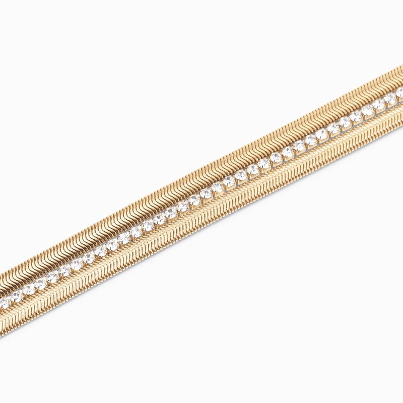 Bracciale dorato con doppia catena e tennis - 831013