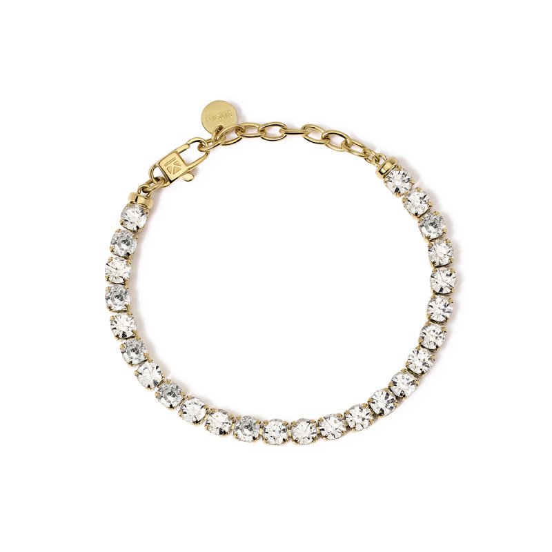 Bracciale tennis dorato con cristalli bianchi - 831022