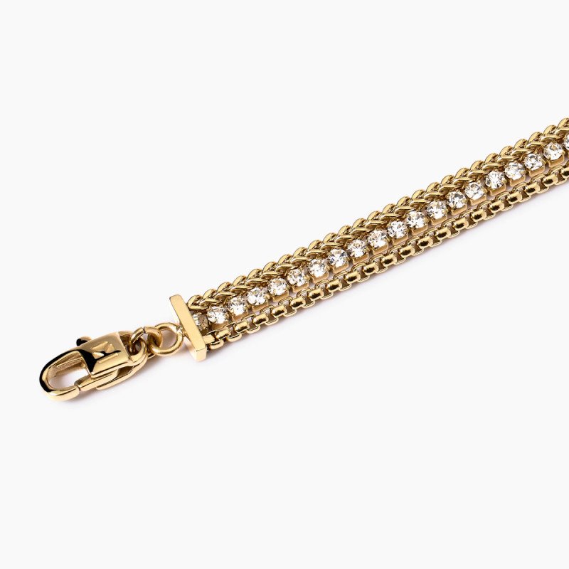 Bracciale dorato con due catene e tennis - 831026