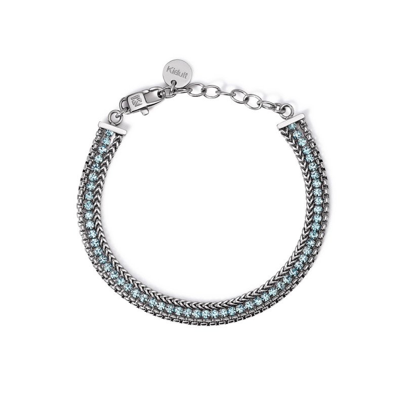 Bracciale con due catene e tennis azzurro - 831027
