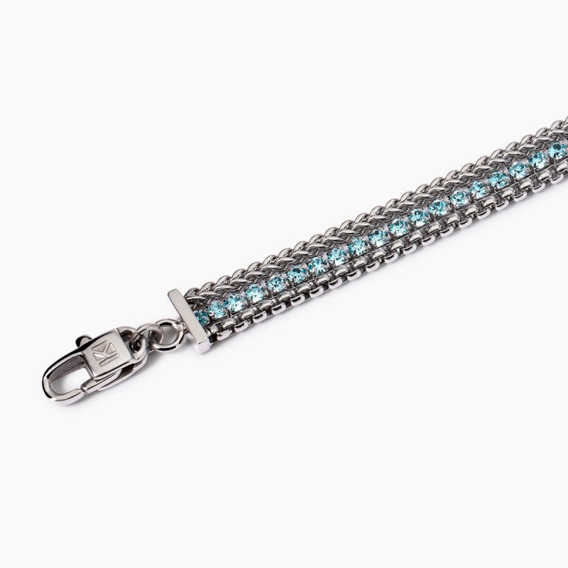 Bracciale con due catene e tennis azzurro - 831027