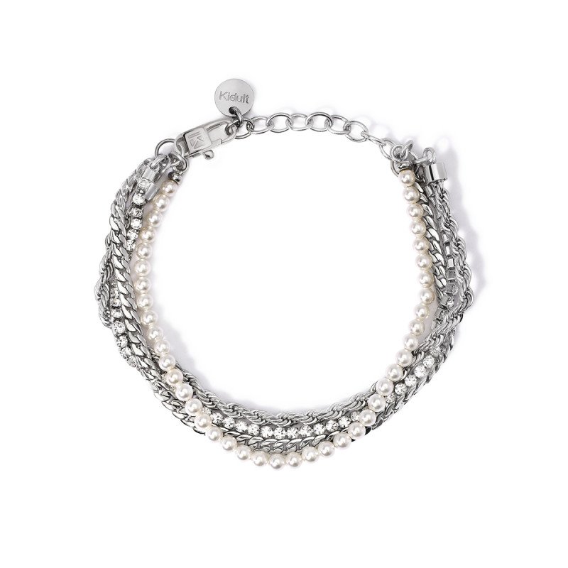 Bracciale con perle e tennis bianco - 831029