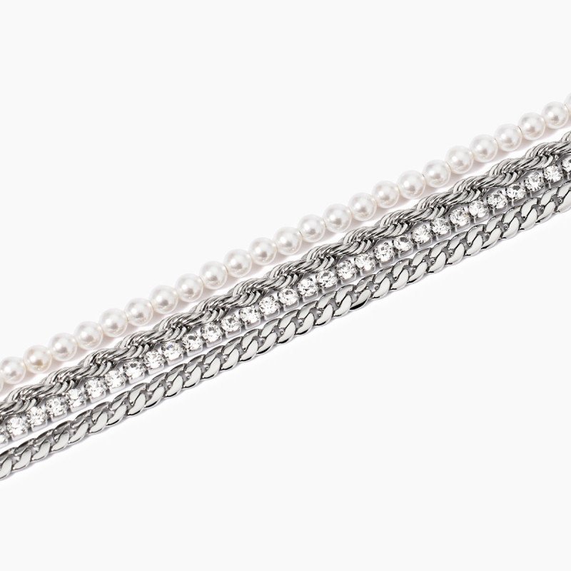 Bracciale con perle e tennis bianco - 831029