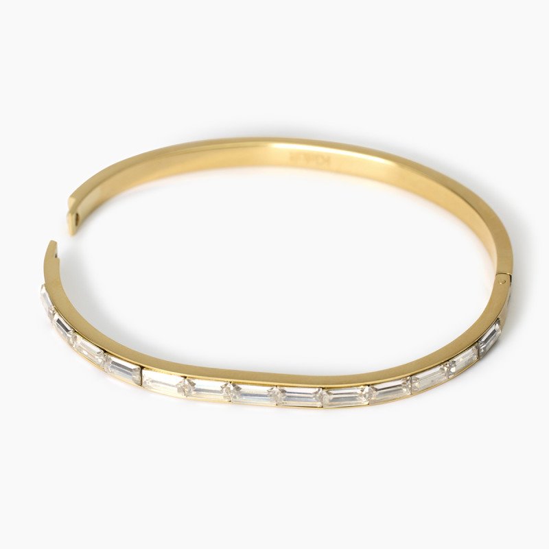 Bracciale rigido in acciaio dorato e zirconi - 831038