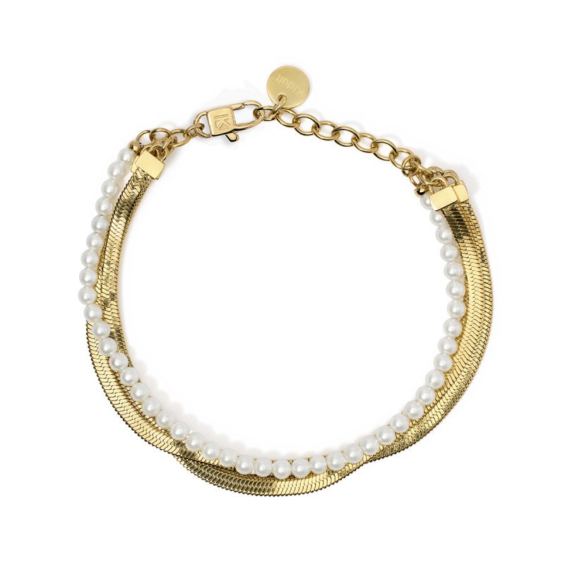 Bracciale dorato con catena e perle conchiglia - 831046