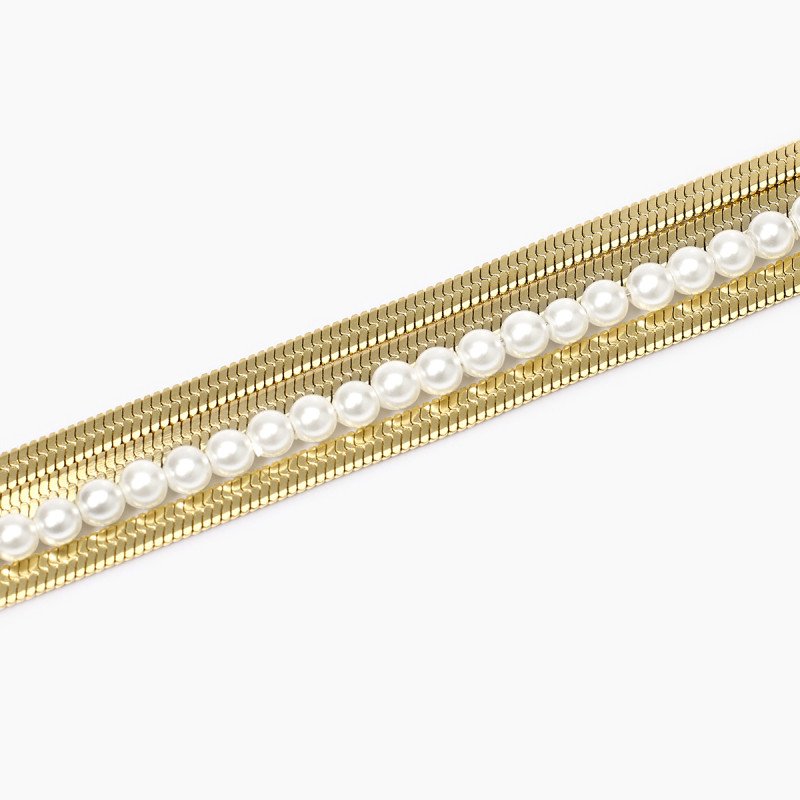 Bracciale dorato con catena e perle conchiglia - 831046