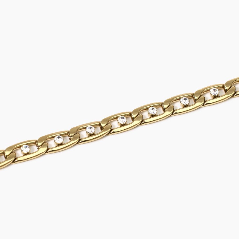 Bracciale dorato con catena groumette e cristalli - 831048