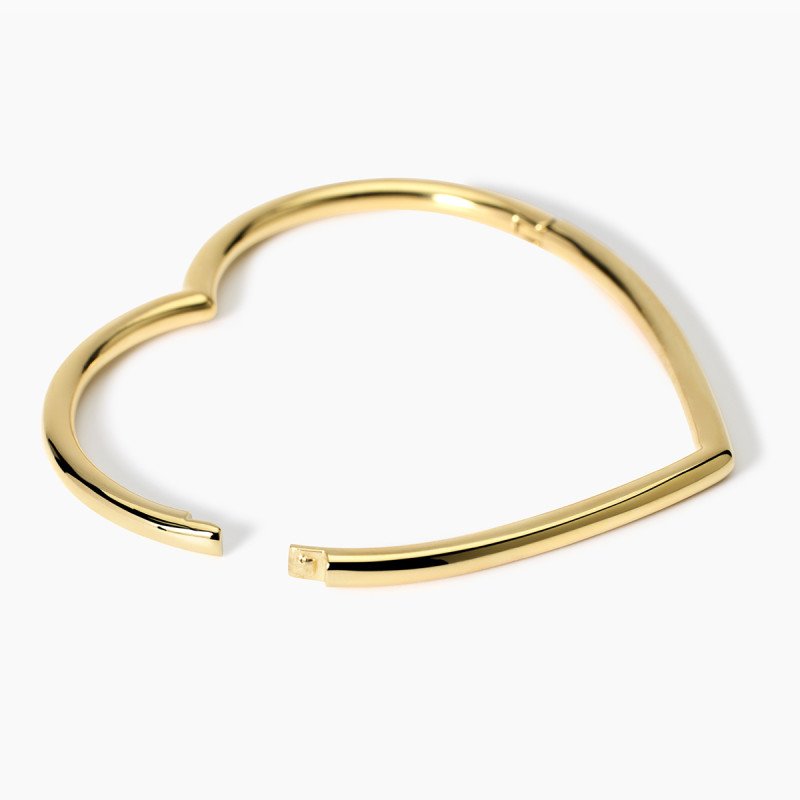 Bracciale rigido a cuore in acciaio dorato - 831050