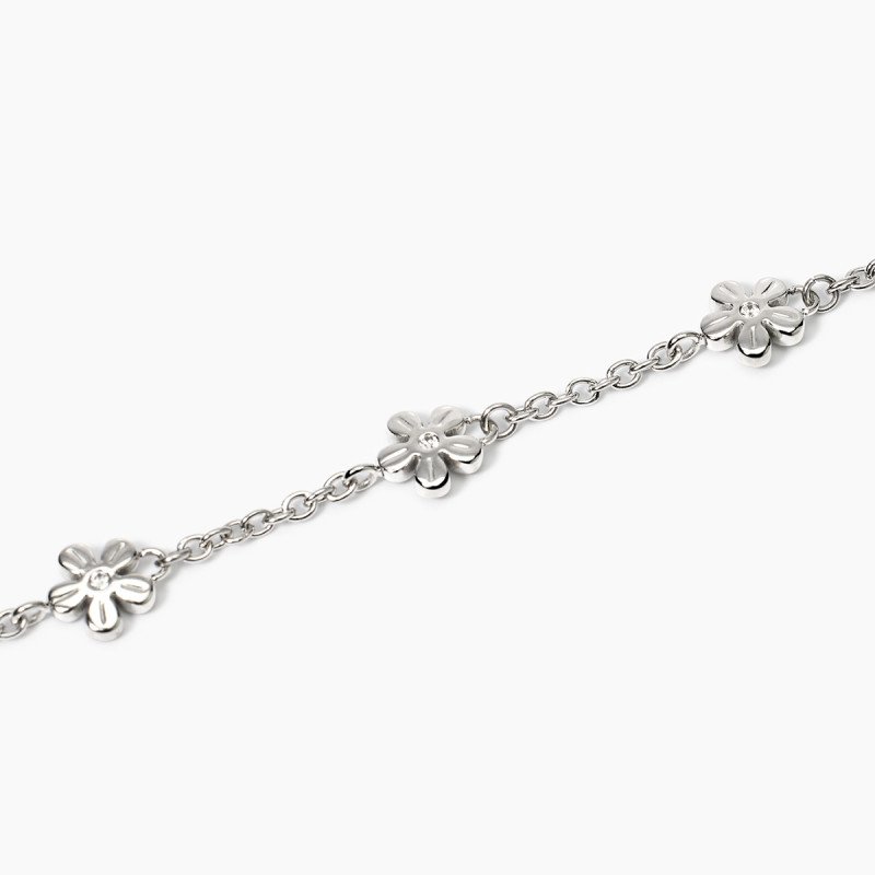 Bracciale con catena rolò e fiori - 831051