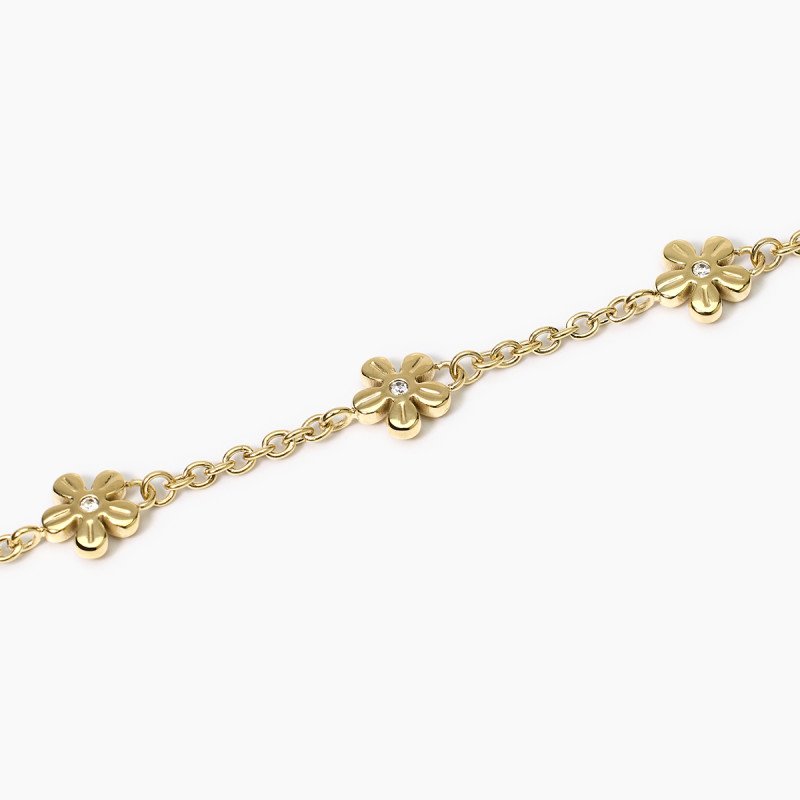 Bracciale dorato con catena rolò e fiori - 831052