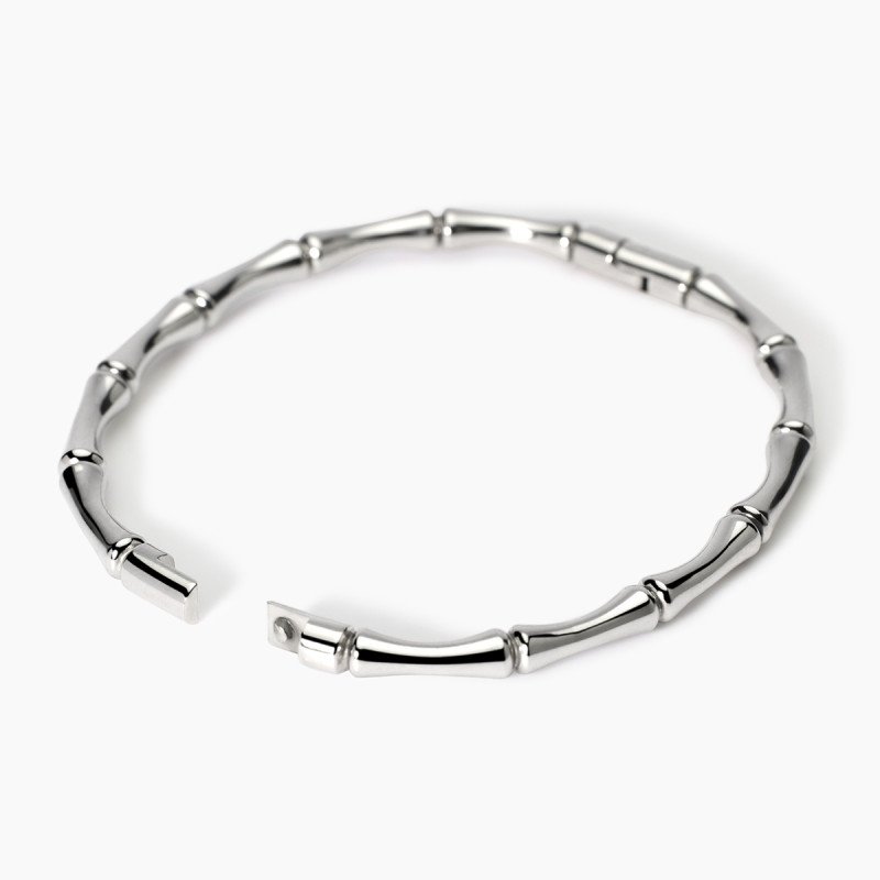 Bracciale rigido effetto bambù in acciaio - 831059