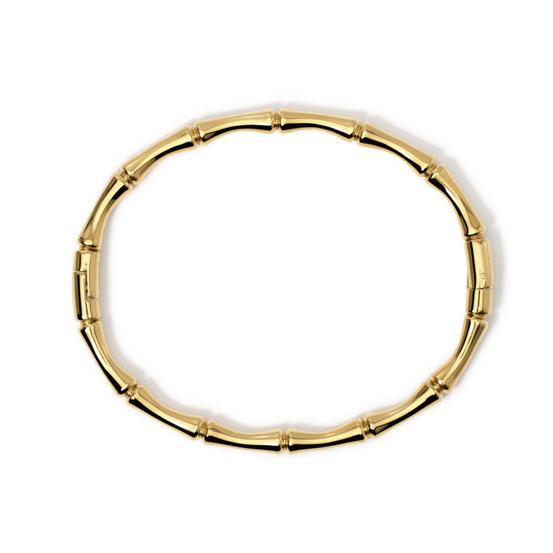 Bracciale rigido effetto bambù in acciaio dorato - 831060