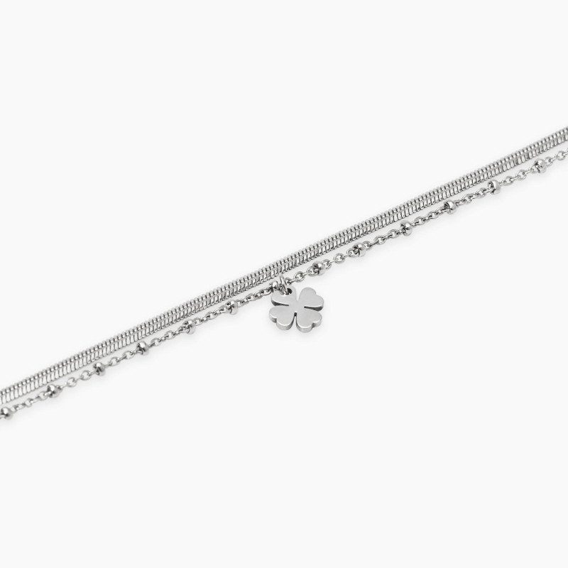 Bracciale con catene e ciondolo quadrifoglio - 831070