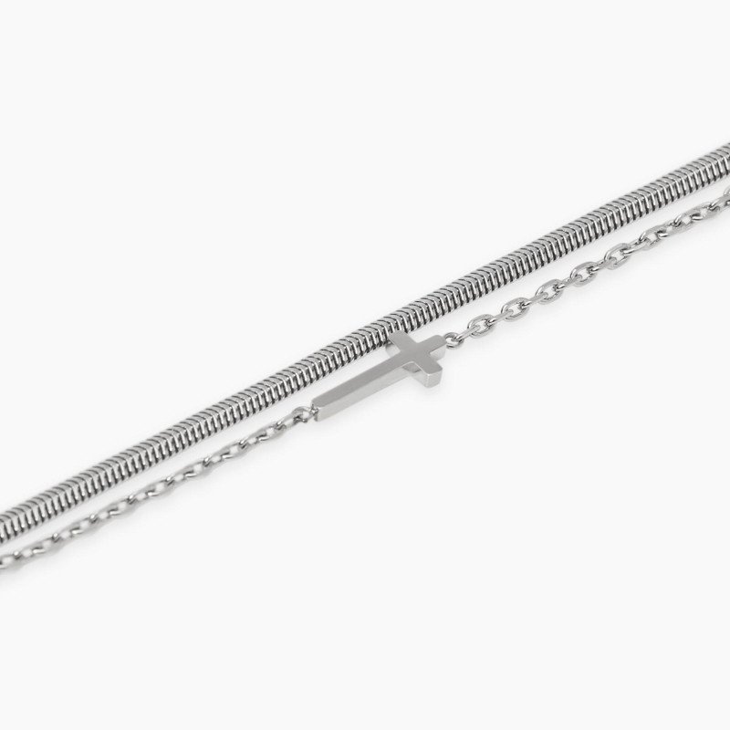 Bracciale con catene e croce - 831072