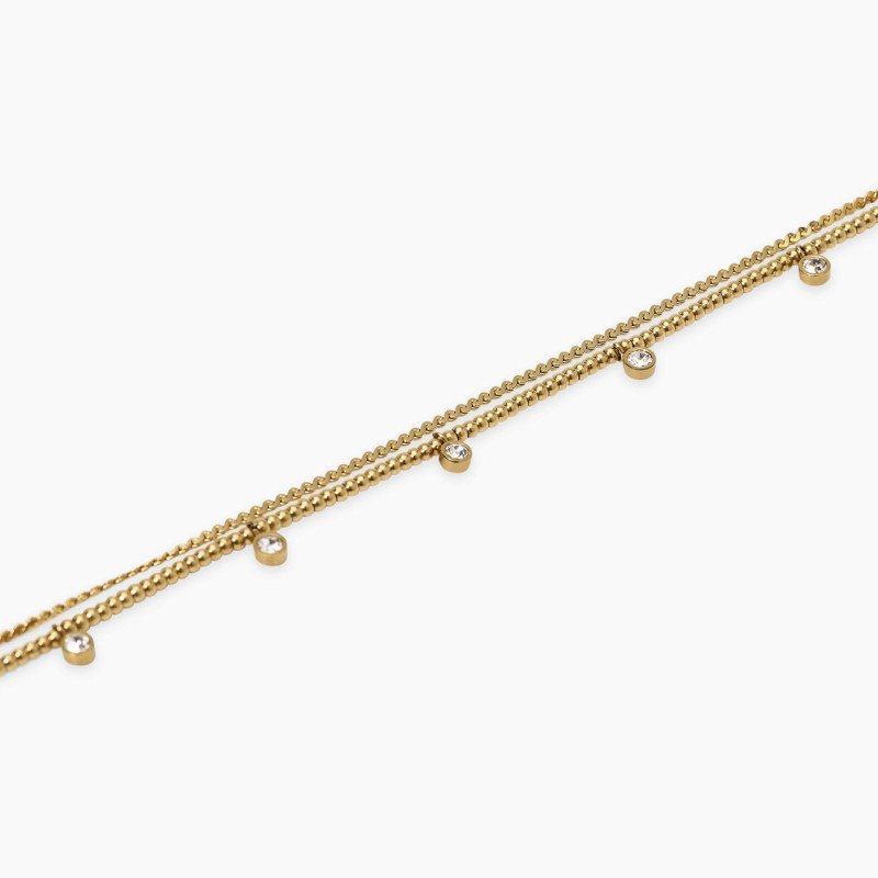 Bracciale dorato con catene e cristalli - 831073