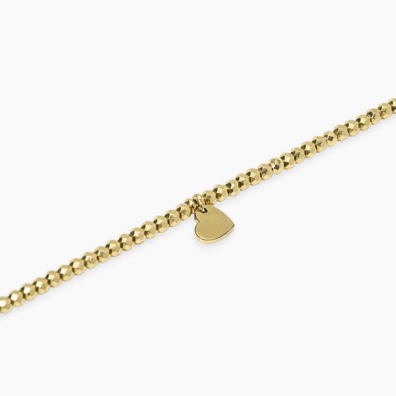 Bracciale dorato con sfere e ciondolo cuore - 831074
