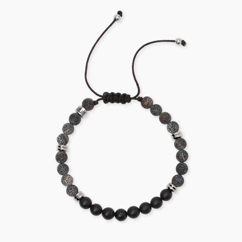 Bracciale in acciaio 316L agata nylon onice - 831090