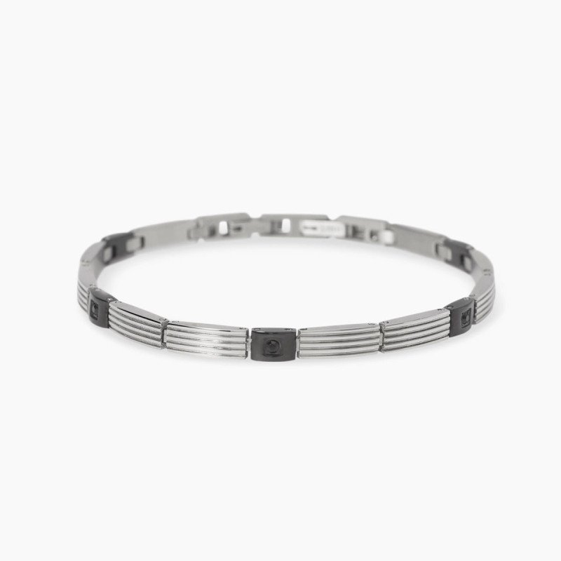Bracciale in acciaio con elementi neri - 831093