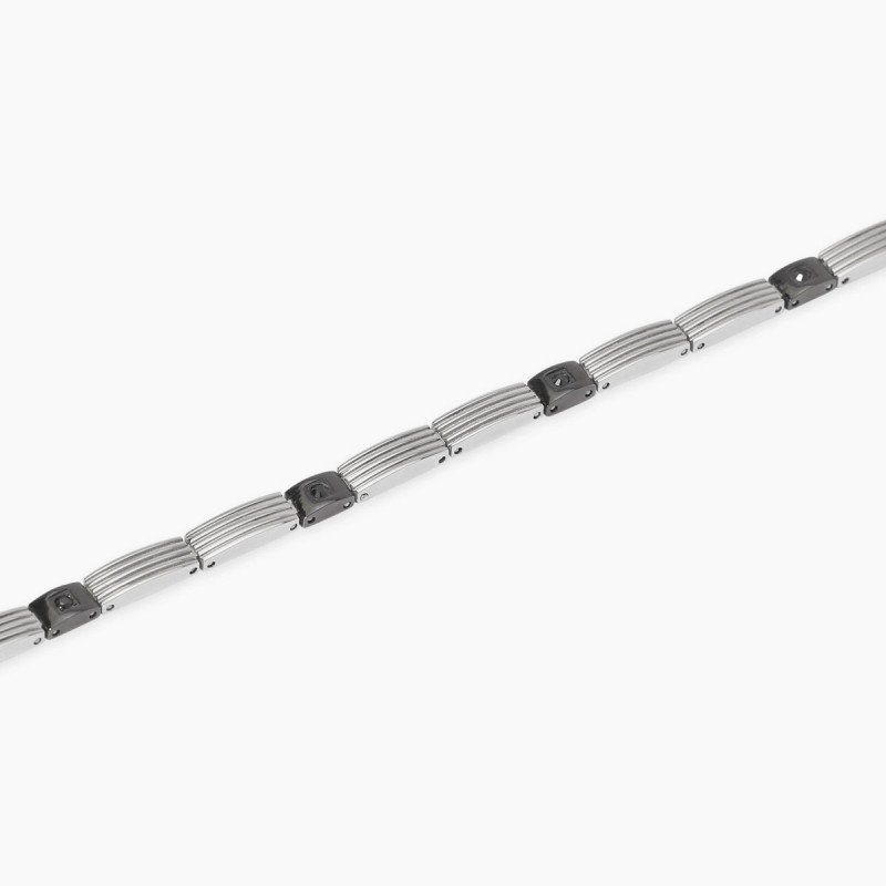 Bracciale in acciaio con elementi neri - 831093
