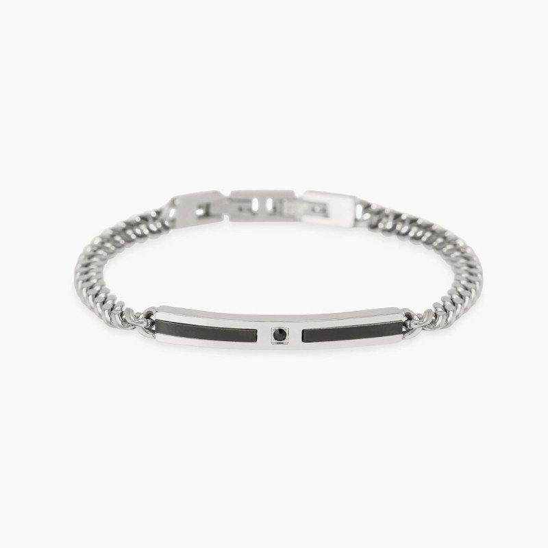 Bracciale con catena e piastra nera con cristallo - 831095
