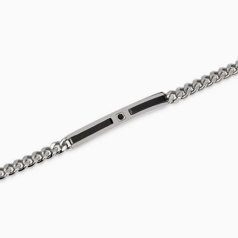 Bracciale con catena e piastra nera con cristallo - 831095