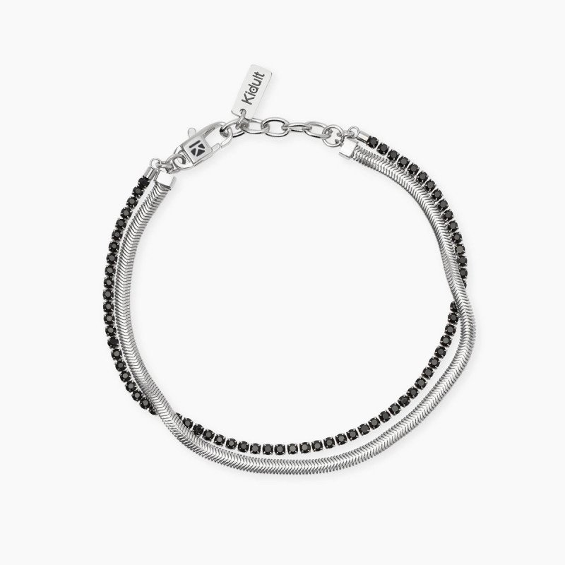 Bracciale con catena snake e tennis di cristalli - 831100