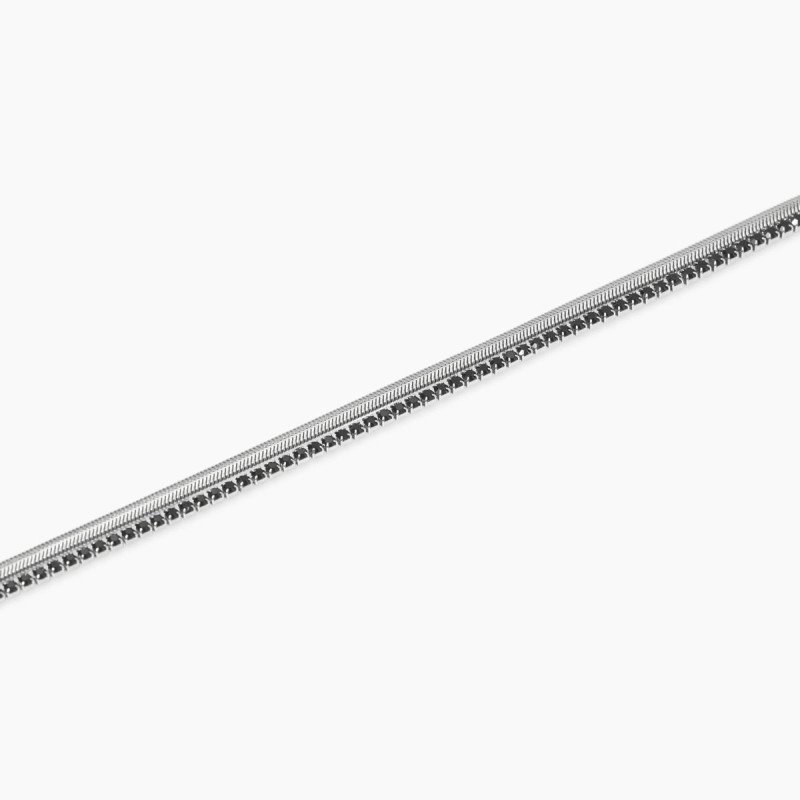 Bracciale con catena snake e tennis di cristalli - 831100
