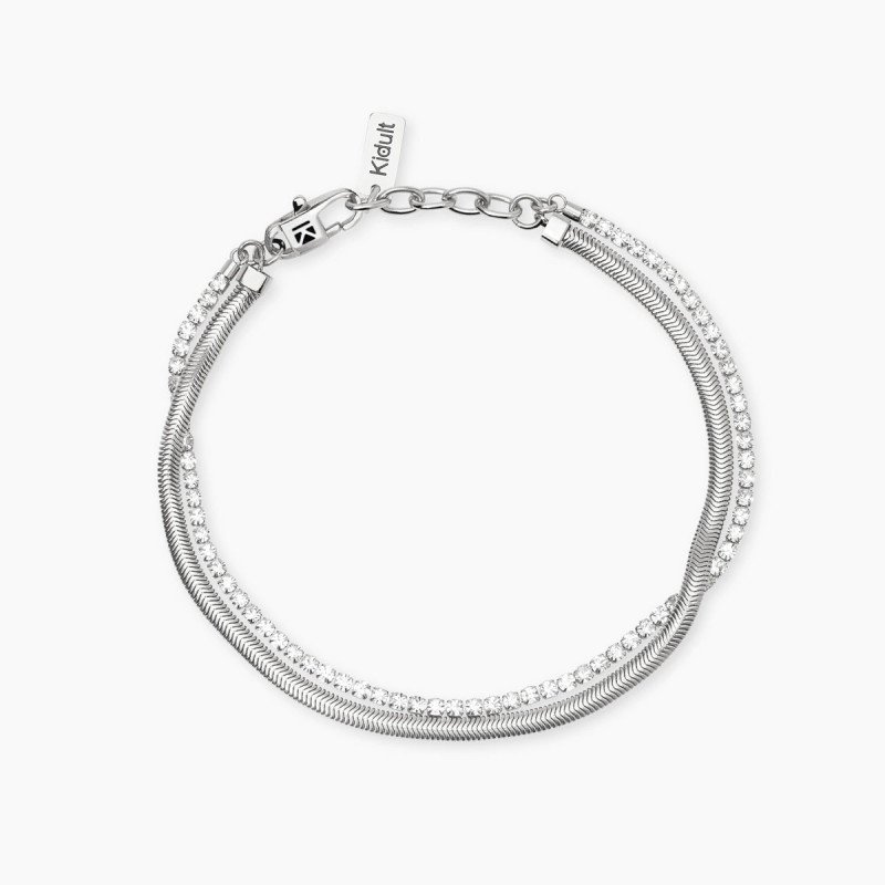 Bracciale con catena snake e tennis di cristalli - 831101